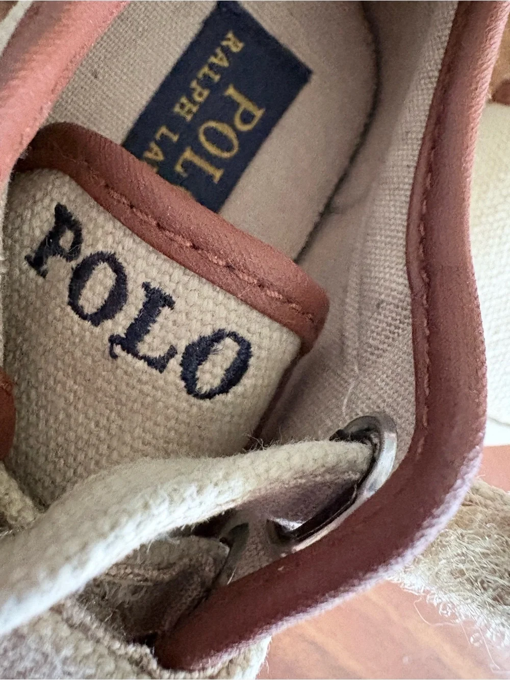 Ralph Lauren Polo Toddler Boys Khaki Canvas Double Velcro Shoes Size 5